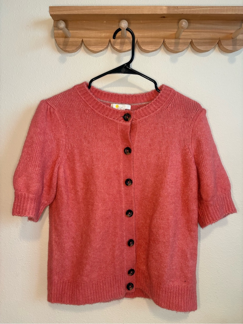 Boden Coral Pink Short-Sleeve Button Cardigan